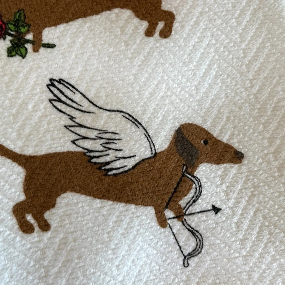 Valentine’s Day themed dachshund kitchen towels set of two